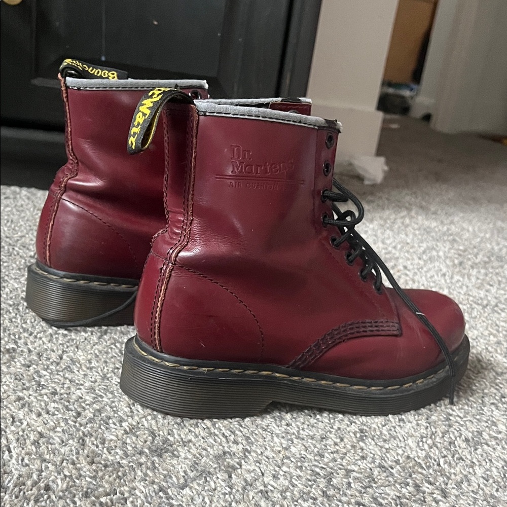 Dr. Martens Cherry Red Leather Boots - Picture 6 of 7